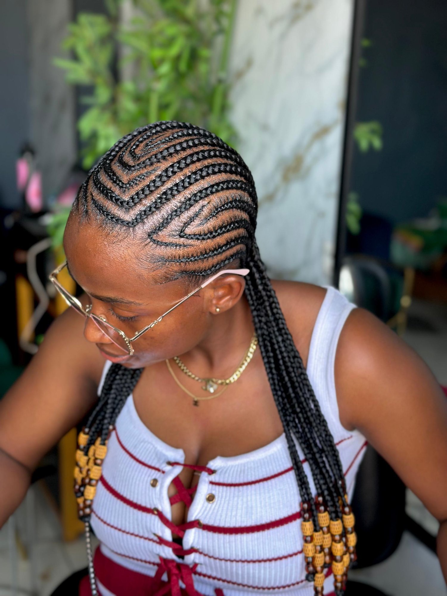 Intricate Cornrows with Beads